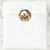 Weihnachten - Bichon Frise - Mori Runder Aufkleber (Tasche)