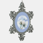 Weihnachten Bichon Frise Schneeflocken Zinn-Ornament (Links)