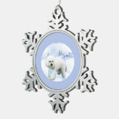 Weihnachten Bichon Frise Schneeflocken Zinn-Ornament (Rechts)