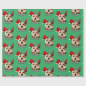 Weihnachten Big Eyes Grüne Rinder Hunde Weihnachts Geschenkpapier (Flach)
