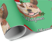 Weihnachten Big Eyes Grüne Rinder Hunde Weihnachts Geschenkpapier (Rolleneckpunkt)