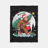 Weihnachten Bigfoot Santa Baum Schlitten Mond Lust Fleecedecke (Vorderseite)