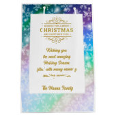 Weihnachten - Bild und Name hinzufügen, Schneefloc Mittlere Geschenktüte (Rückseite)