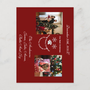 Weihnachten, Bild von Katze und Familie, Postkarte