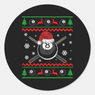 Weihnachten Billiard Snooker Pool Sport Funny Gesc Runder Aufkleber