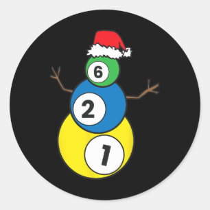 Weihnachten Billiards Snowman Kinder Weihnachten G Runder Aufkleber