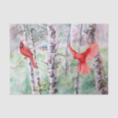 Weihnachten Birch Tree Kardinal Bird Holiday Seidenpapier (Vorderseite)