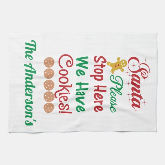 Weihnachten Bitte halten Sie hier auf. Wir haben K Geschirrtuch (Horizontal)