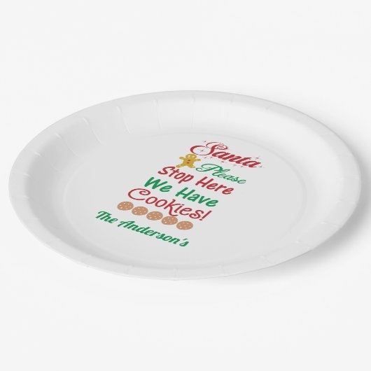 Weihnachten Bitte halten Sie hier auf. Wir haben K Pappteller (Schrägansicht)