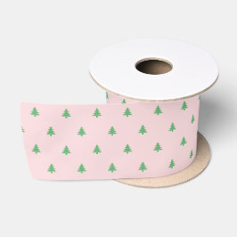 Weihnachten Blass Rosa und grüne Weihnachtsbaumen Satinband