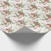 Weihnachten Blätter und Rote Ribbons und Glocke Geschenkpapier (Ecke)