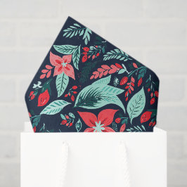 Weihnachten Blau Elegant Botanisch Floral Festlich Seidenpapier