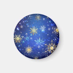 Weihnachten Blau Hintergrund mit goldenen Schneefl Magnet