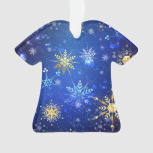 Weihnachten Blau Hintergrund mit goldenen Schneefl Ornament