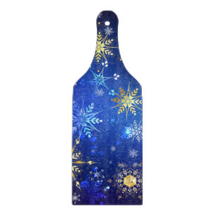 Weihnachten Blau Hintergrund mit goldenen Schneefl Schneidebrett