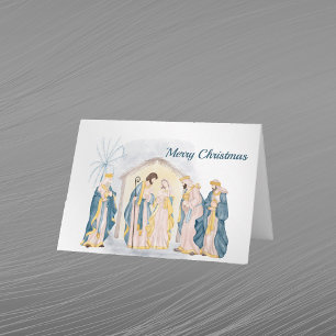 Weihnachten Blau Nativität Christliche Aquarellmal