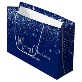 Weihnachten blau silber weiß glitzer Familienname Große Geschenktüte
