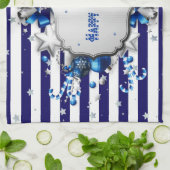 Weihnachten Blau Streifen Küchentuch (Gefaltet)
