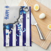 Weihnachten Blau Streifen Küchentuch (Viertel Falte)