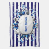 Weihnachten Blau Streifen Küchentuch (Vertikal)