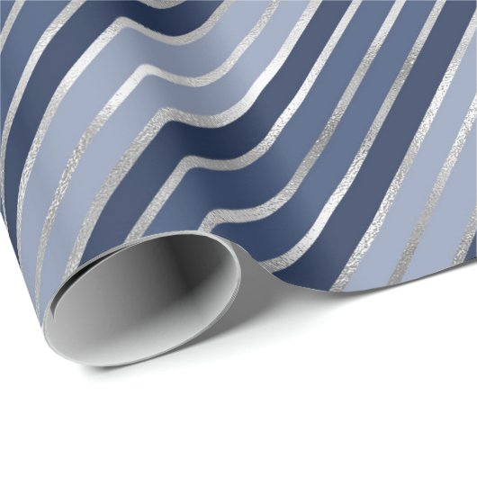 Weihnachten - Blau und Silberstreifen Geschenkpapier (Rolleneckpunkt)