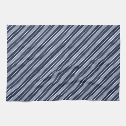 Weihnachten - Blau und Silberstreifen Geschirrtuch (Horizontal)