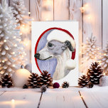 Weihnachten Blau & Weiß Weihnachten<br><div class="desc">Weihnachten mit Whippets,  Feiern Sie die Saison mit diesem Whippet in einem Santa Claus Hut gekleidet. Erhältlich in Weiß,  Schwarz,  Schrift,  Blau & Weiß und Bräunen & Weiß. Greyhound & IG Liebhaber werden diese auch Liebe.</div>