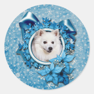 Weihnachten - Blaue Schneeflocke - Amerikanische E Runder Aufkleber