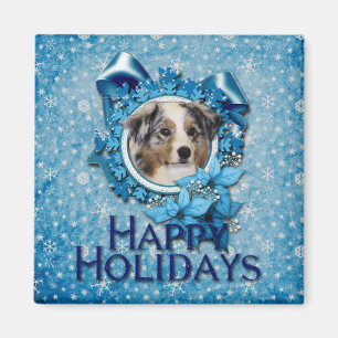 Weihnachten - blaue Schneeflocke - australischer Magnet