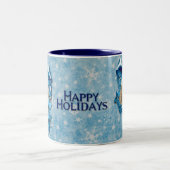 Weihnachten - blaue Schneeflocke - Goldendoodle Zweifarbige Tasse (Mittel)