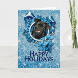 Weihnachten - Blaue Schneeflocke - Mops - Ruffe