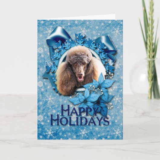 Weihnachten - Blaue Schneeflocke - Poodle - Schoko (Vorderseite)