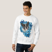 Weihnachten - blaue Schneeflocken - Boston Terrier Sweatshirt (Vorne ganz)