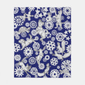 Weihnachten Blaue weiße Tiere & Schneeflocken Urla Fleecedecke (Vorderseite)