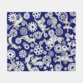 Weihnachten Blaue weiße Tiere & Schneeflocken Urla Fleecedecke (Vorderseite (Horizontal))