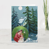Weihnachten Blaue Winterlandschaft Mutter & Kind (Vorderseite)