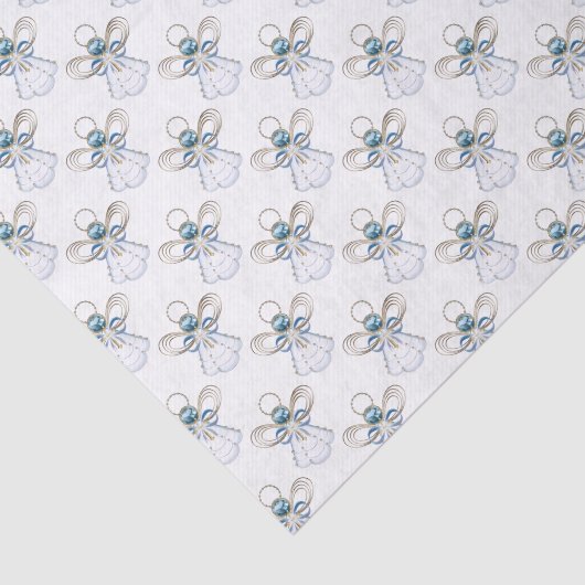 Weihnachten Blauer Filigree Engel des Glaubens Seidenpapier (Ausschnitt)