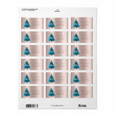 Weihnachten, Blauer Weihnachtsbaum, Rose Gold Adressaufkleber (Vorne)