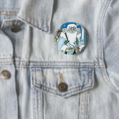 Weihnachten, Blauer Weihnachtsmann mit Snowglobe Button (Beispiel)