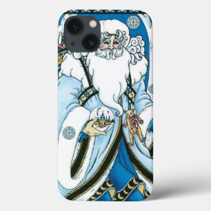 Weihnachten, Blauer Weihnachtsmann mit Snowglobe iPhone 13 Hülle