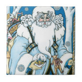 Weihnachten, Blauer Weihnachtsmann mit Snowglobe Fliese (Vorderseite)