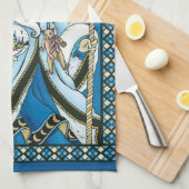 Weihnachten, Blauer Weihnachtsmann mit Snowglobe Geschirrtuch (Viertel Falte)