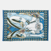 Weihnachten, Blauer Weihnachtsmann mit Snowglobe Geschirrtuch (Horizontal)