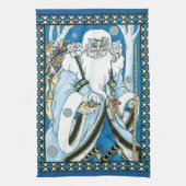 Weihnachten, Blauer Weihnachtsmann mit Snowglobe Geschirrtuch (Vertikal)