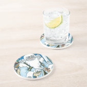 Weihnachten, Blauer Weihnachtsmann mit Snowglobe Getränkeuntersetzer (Seite)