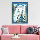 Weihnachten, Blauer Weihnachtsmann mit Snowglobe Leinwanddruck (Insitu (Wohnzimmer))