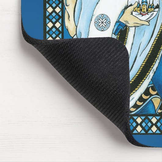 Weihnachten, Blauer Weihnachtsmann mit Snowglobe Mousepad (Ecke)