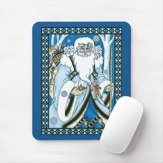 Weihnachten, Blauer Weihnachtsmann mit Snowglobe Mousepad (Mit Mouse)