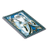 Weihnachten, Blauer Weihnachtsmann mit Snowglobe Notizblock (Rechte Seite)