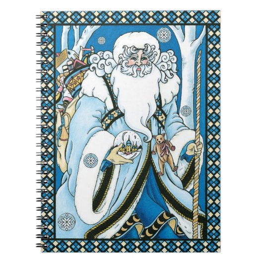 Weihnachten, Blauer Weihnachtsmann mit Snowglobe Notizblock (Vorderseite)